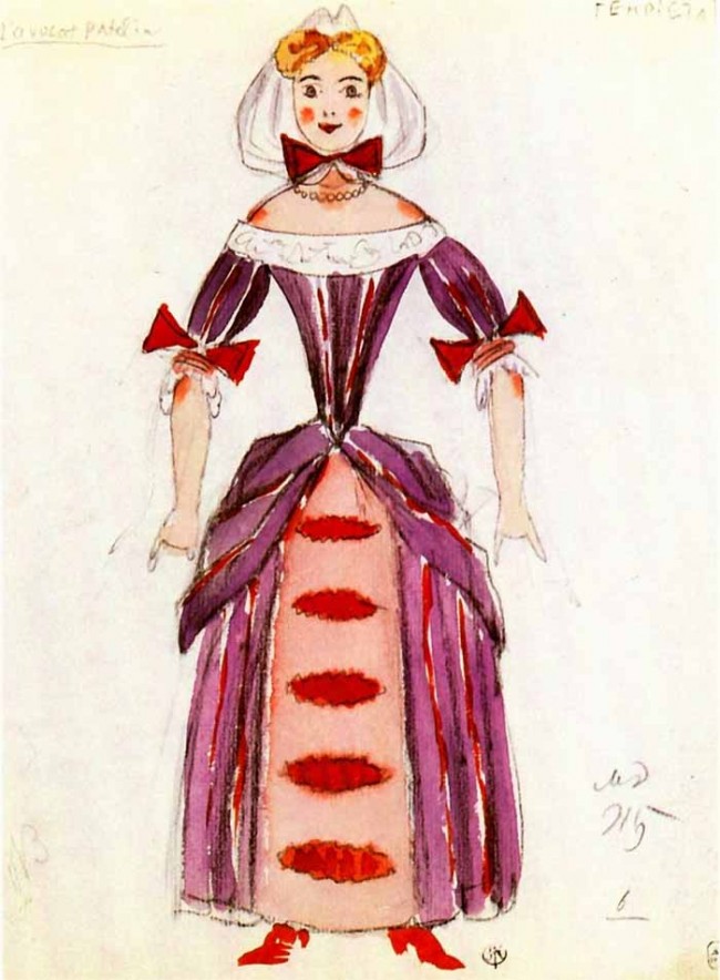 Сочинение по картине: Добужинский - "Эскиз костюма Генриетты к комедии Брюйе и Палапра Адвокат Патлен"